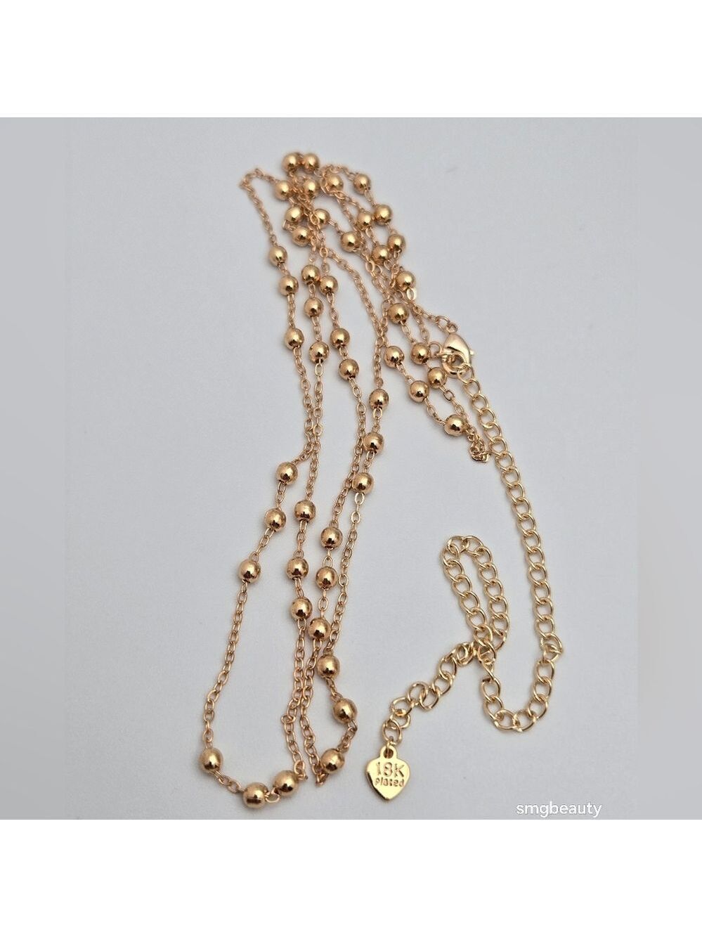 18K Gold-Plated Ball Bead Chain Necklace 18'' Adjustable NWOT
